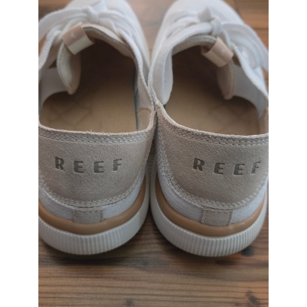 Reef Neptune Womens 9 White Knit Low Top Lace Up Sneakers Suede Comfort Cushion - Picture 4 of 6